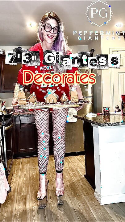 73 Giantess in 8-inch Heels Decorates a Gingerbread Village