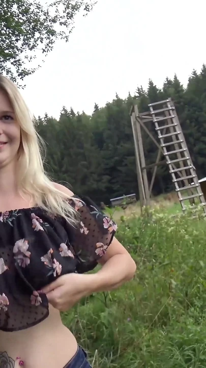 Captivating moment from "GERMAN SCOUT - 18yr College Teen Lara Talk to Fuck Casting"