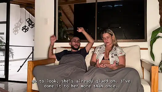 My horny brother-in-law is staying over, so I decide to ride his big, hairless cock with my MILF pussy until it's full of cum!