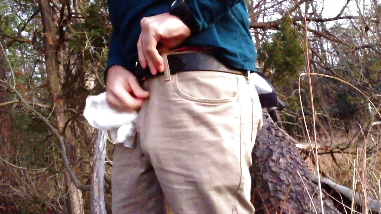 I jerk-off and cum in the woods