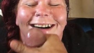 Cum Whore Sprayed with Cum - Messy Facial 