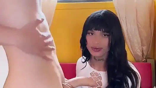 Colombian Gets Her Feet Licked and Sits on White Cock