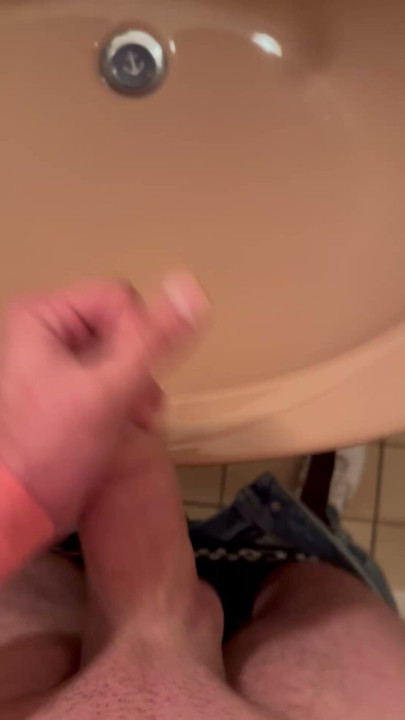 Fat cock squirts in the sink