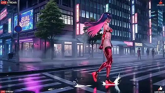 Punk tarzında şehvetli cyberpunk kız - birden fazla ateşli sahne