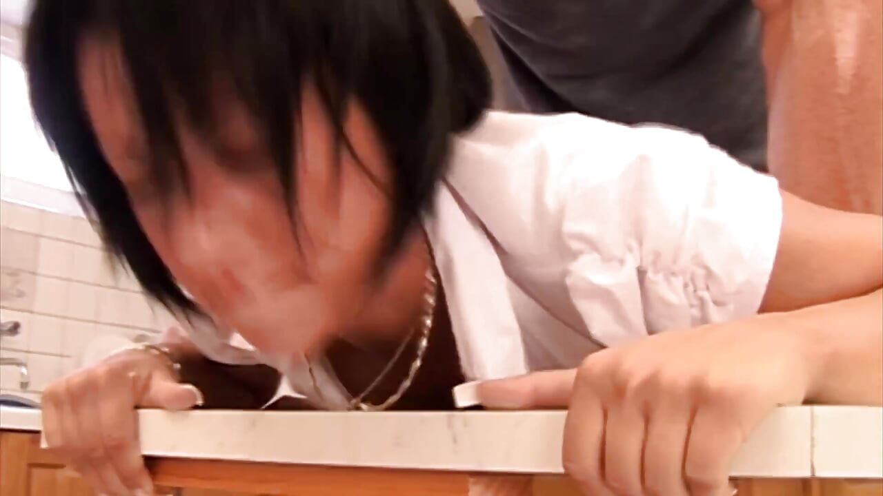 Adorable small teen fucking in the kitchen