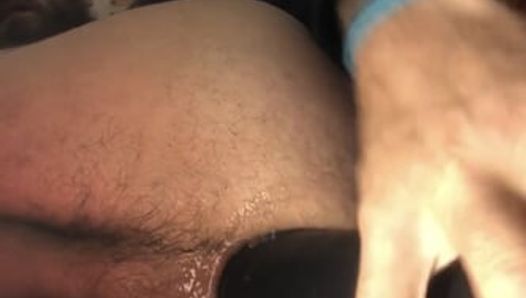 Beautiful cumshot after a pounding of a wide dildo