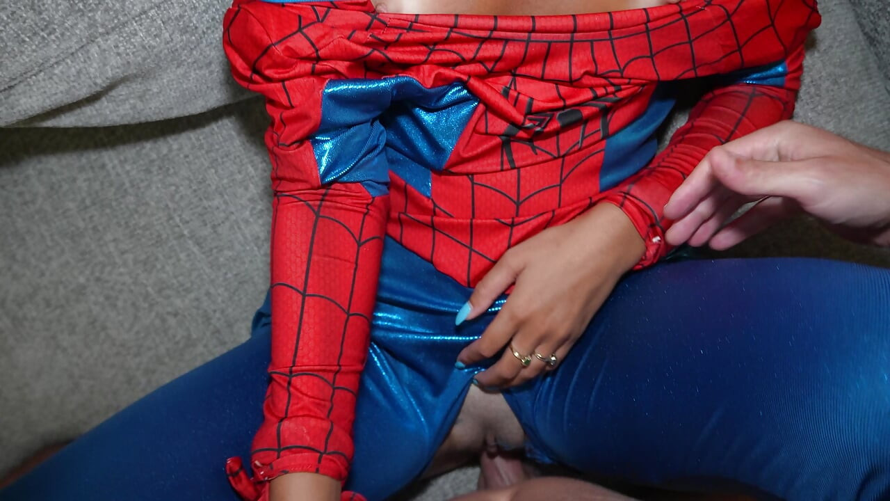 SpiderGirl Gets Covered in a Web of Her Step Bros Cum!