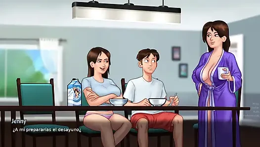 stepmom wanted to have sex with tenant and stepsister also cheered up - summertime saga