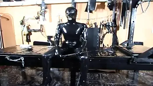 Bdsm with masked girl in latex