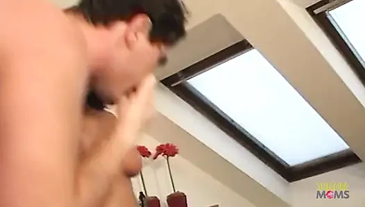 A milf who blatantly seduces two men for a threesome deserves a booty spanking