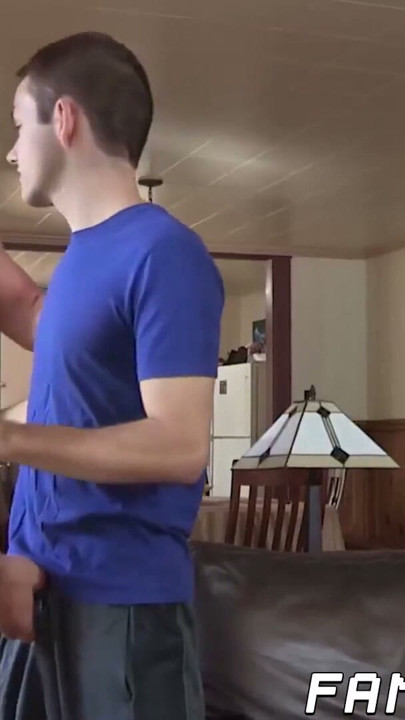 Hunky stepdad spitroasted by stepsons after chopping wood | Clip 1