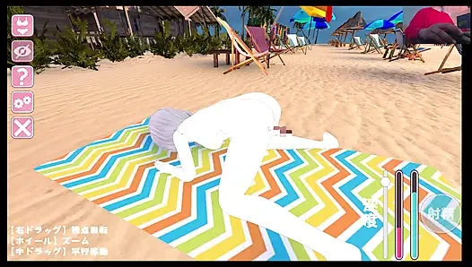 Pale Big Breasted woman LOVES to have sex in the Beach - Hentai Eroge Game