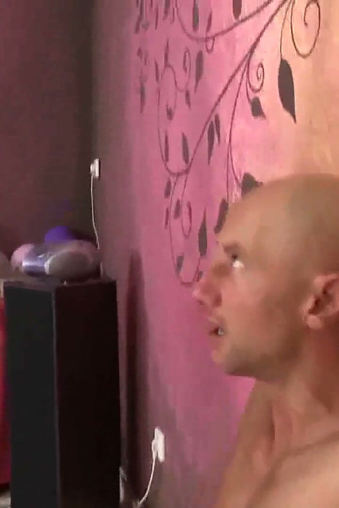 Total femdom on the bald head man used for smelling armpits