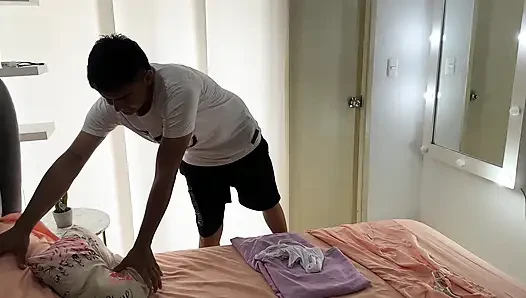 I Hired a Cute Young Man to Help Me Around the House and I Find Him Sniffing My Panties, It Makes Me Horny