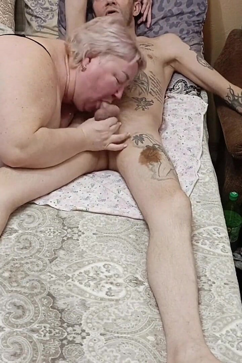 Stepmom Sucks Dick and Gets Hot Cum Down Her Throat Swallowing It