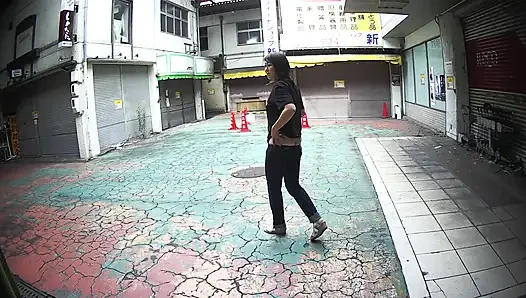 MILF in ultra low rise jeans outdoors..