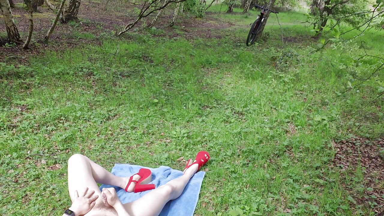 crossdresser outside enjoying her self