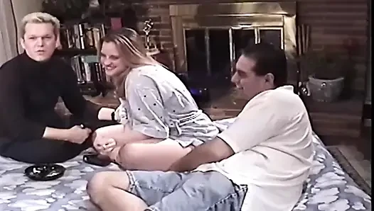 Blonde MILF Gets Double Teamed Hardcore on Bed
