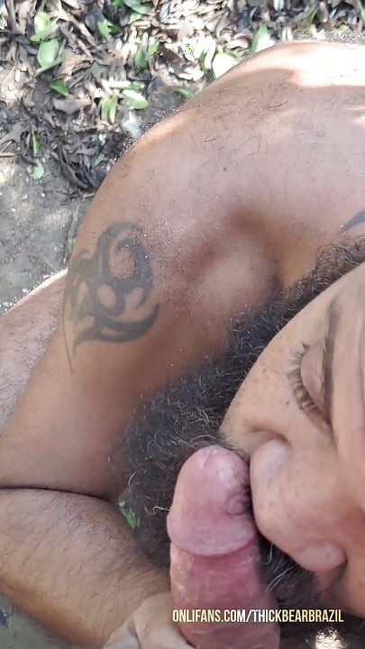 Caught on the trail: I met a guy and sucked his cock until I came in my mouth.