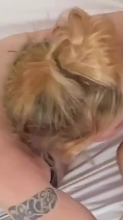 Iconic moment from "Blonde sub Milf sucks cock and licks ass deeply"
