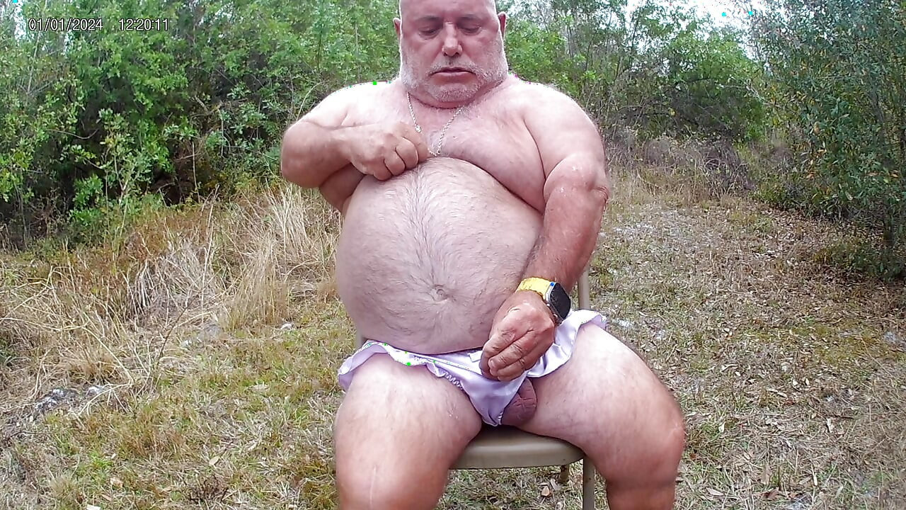 Edging wearing panties, edging my cock in the woods again.