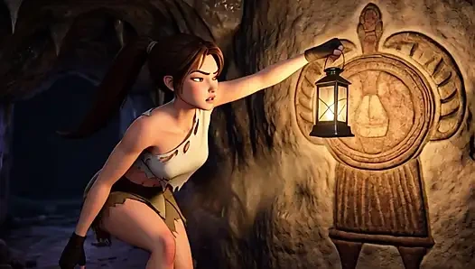Lara Croft Discovers Amazon Treasure and Embraces Beautiful Blonde Ancestral Spirit in the Golden Caves