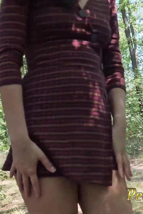 She had to strip and empty herself competently nude in a clearing