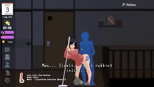 Хентай игра - хардкорная секс-сцена грудастой крошки с большими сиськами и крошкой с мясистой задницей зимой