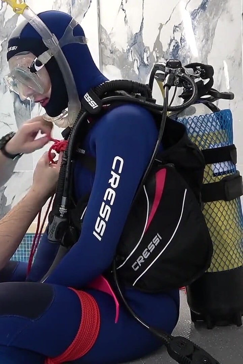 Underwater Bondage in Scuba Tied Tight & Dragged Through Water