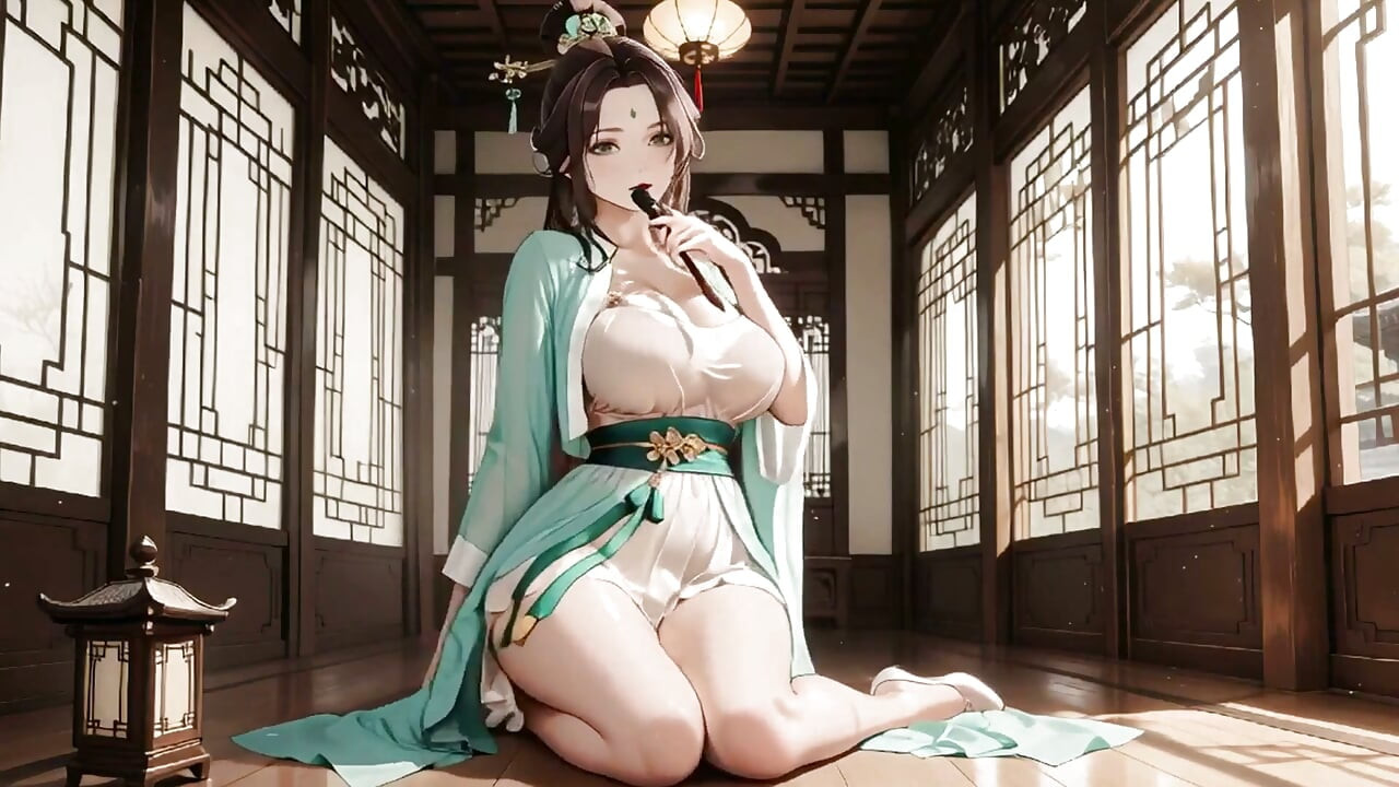 Ai-shearches Her Chest, Eyes Hazy, Sheer Silk Barely Covering Her Curves.