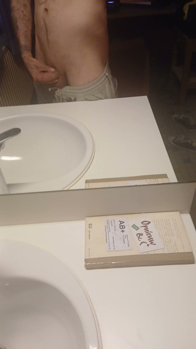 Masturbating my dick in front of the mirror for her pleasure watching me stroke my cock for you as i am horny as fuck
