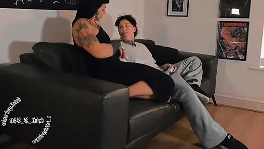 Hot Lesbian Gamer Sofa Fuck