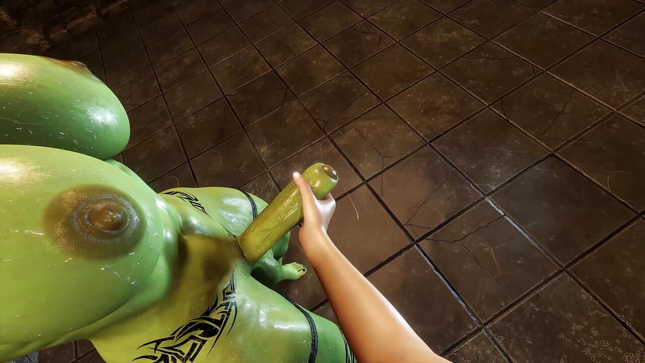 Futanari Orc BDSM Deep Throat Blowjob.