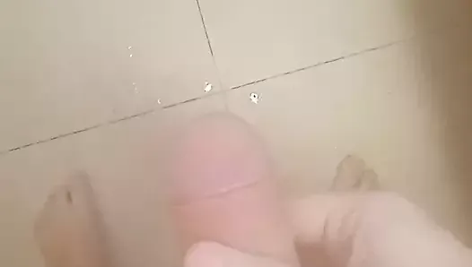 A young boy decided to masturbate in a steam room with a huge penis