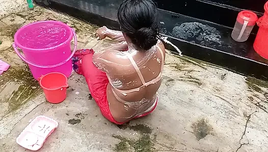 Amateur Desi Hot Step Mom Big Ass Big Nipple Outdoor Shower Exclusive Scene Captured By Her Step Son