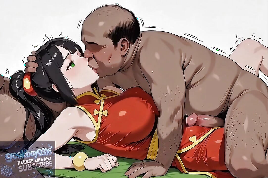 Dziewczyna w czerwonej chińskiej sukience jest miła dla wszystkich – 3D hentai AI HD