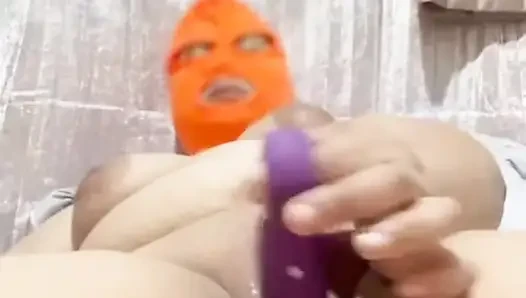 Wife watches our sex video while she does dildo