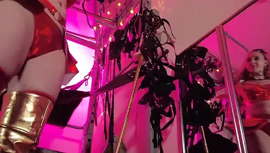 BDSM Mistress Pvc Gold Red Vinyl Toys Dick Fetish Boots Femdom