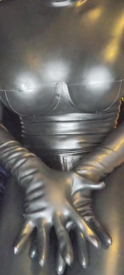 Latex doll jerking off