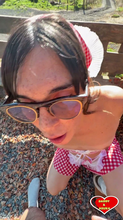 Sexy Gingham Girl Gets Pounded and Gets a Creampie Outdoors on the Farm Part 2