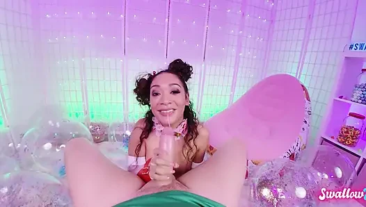 Tatlı latin kız sarah lace en iyi ıslak gırtlağına kadar alıyor