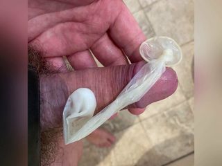 Wanking with used condom from wife and her boyfriend