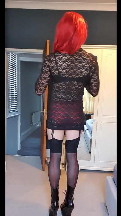 Teasing away in my tight lace dress
