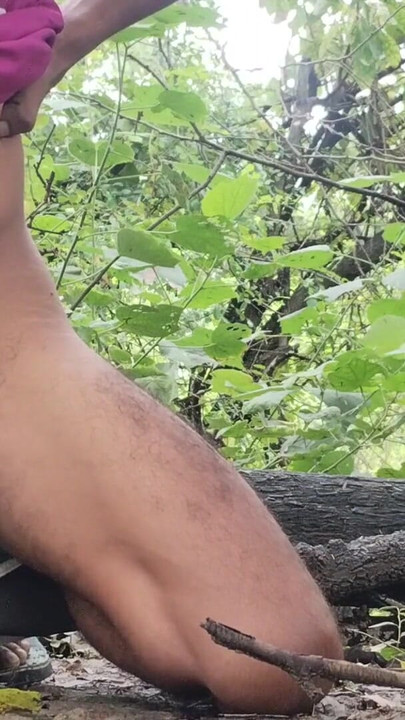 Spectacular moment from "Boy masturbating in the ,forest outside the house Cum spray from cock Desi village boy big black"