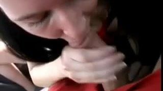 Pigtailed slut with braces fucked in a car