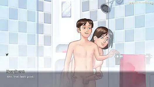 Stiefmutter wird von seinem massiven schwanz in der dusche überrascht - Summertime saga 37 von dark Nnerin - Hentai porno-spiel 3D