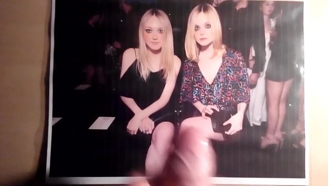 Cum on Elle and Dakota Fanning