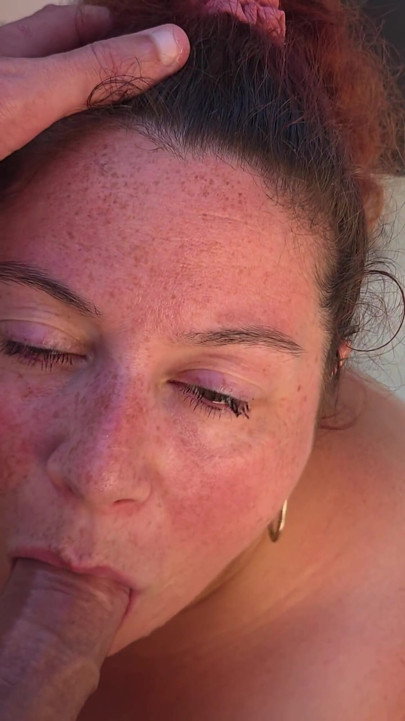 My Mouth Full in My Outdoor Hot Tub