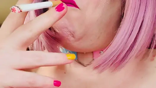 A Sweetheart Fills Her Lungs With Smoke - Tina Snua Smoking A Cork Cigarette - Snap Inhales Smoke Rings Drifting OMI OME