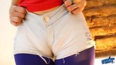 Big Cameltoe Slim Latin Teen and Round Tight Ass. Spandex.